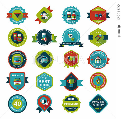 Pet badge flat banner design background set, eps10 12901692