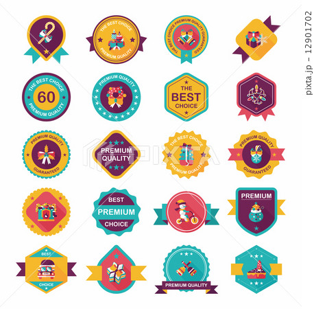 Christmas badge banner design flat background set, eps10 12901702