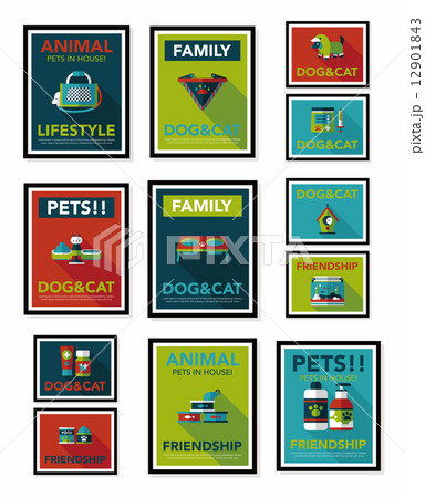 Pet poster flat banner design background set, eps10 Pet poster flat banner design background set, eps10 12901843