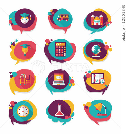 School bubble speech banner design flat background set, eps10 12901849