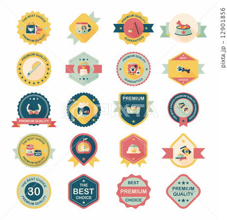 Pet badge flat banner design background set, eps10 12901856