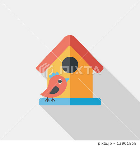 Pet bird house flat icon with long shadow,eps10 Pet bird house flat icon with long shadow,eps10 12901858