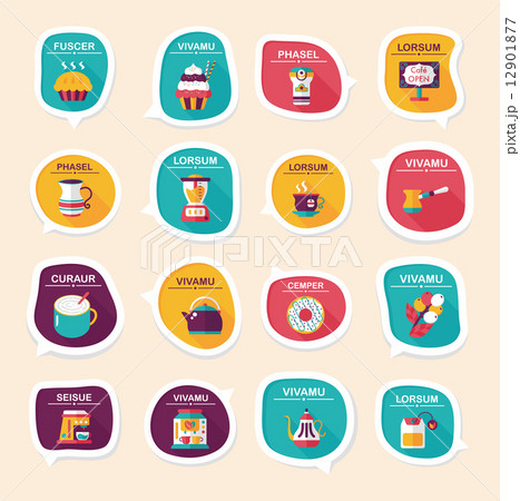 Coffee bubble speech flat banner design flat background set, eps 12901877