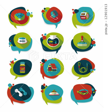 Pet bubble speech flat banner design background set, eps10 12901913