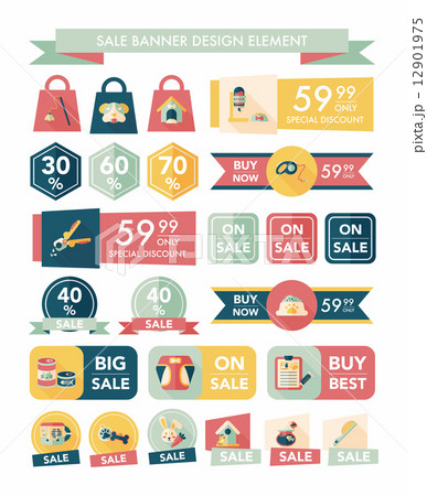 Pet sale banner flat design background set, eps10 Pet sale banner flat design background set, eps10 12901975