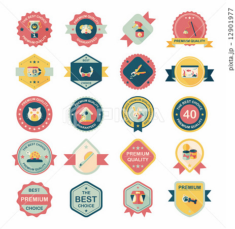 Pet badge flat banner design background set, eps10 Pet badge flat banner design background set, eps10 12901977