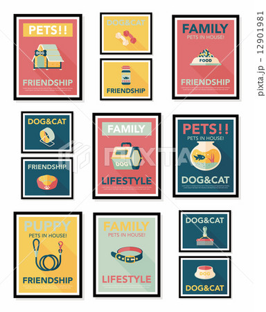 Pet poster flat banner design background set, eps10 Pet poster flat banner design background set, eps10 12901981