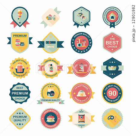 Pet badge flat banner design background set, eps10 Pet badge flat banner design background set, eps10 12901982