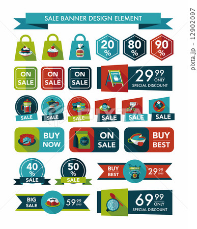 coffee sale banner design flat background set, eps10 12902097