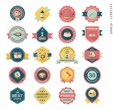 Pet badge flat banner design background set, eps10 12902141