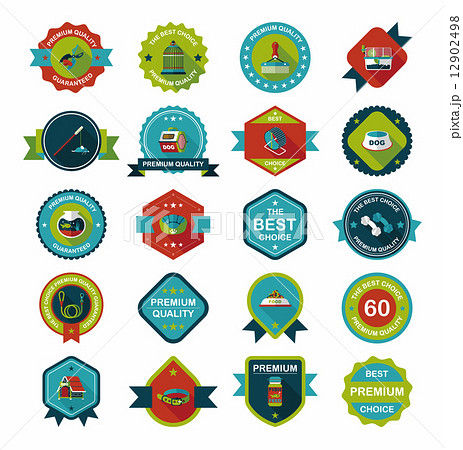 Pet badge flat banner design background set, eps10 Pet badge flat banner design background set, eps10 12902498