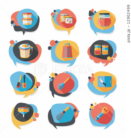 Kitchenware bubble speech flat banner design background set, eps 12902499