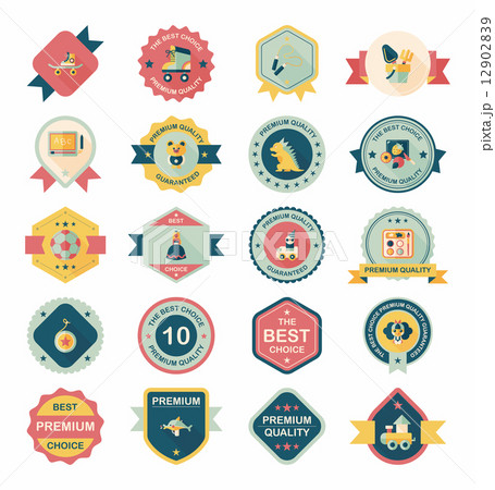 Toy badge banner design flat background set, eps10 12902839