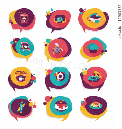 Coffee bubble speech flat banner design flat background set, eps Coffee bubble speech flat banner design flat background set, eps 12903335