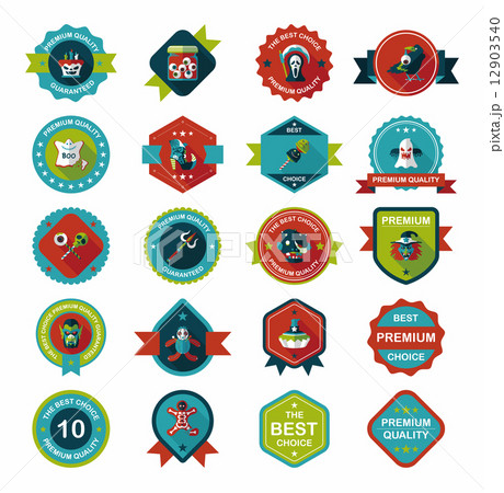 Halloween badge banner design flat background set, eps10 Halloween badge banner design flat background set, eps10 12903540