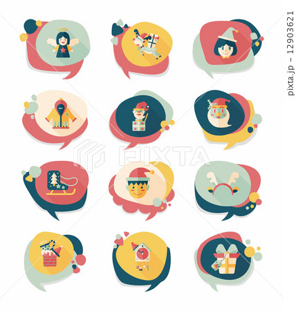 Christmas bubble speech banner design flat background set, eps10 12903621
