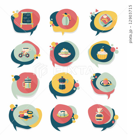 Coffee bubble speech flat banner design flat background set, eps Coffee bubble speech flat banner design flat background set, eps 12903715
