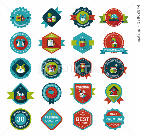 Pet badge flat banner design background set, eps10 12903944