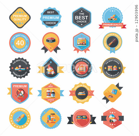 Pet badge flat banner design background set, eps10 12903996