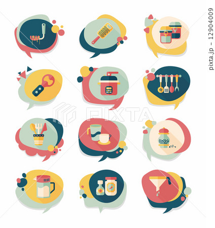 Kitchenware bubble speech flat banner design background set, eps Kitchenware bubble speech flat banner design background set, eps 12904009