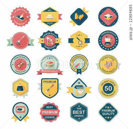 Kitchenware badge flat banner design background set, eps10 12904695