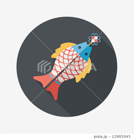Chinese New Year flat icon with long shadow,eps, Chinese fish lu 12905045