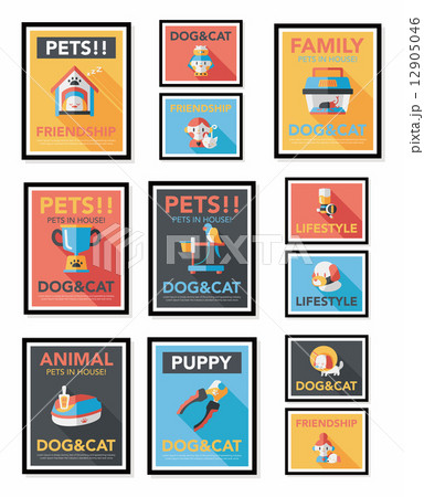 Pet poster flat banner design background set, eps10 Pet poster flat banner design background set, eps10 12905046