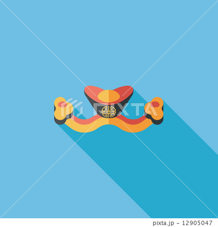 Chinese New Year flat icon with long shadow,eps10, Gold ingot me 12905047