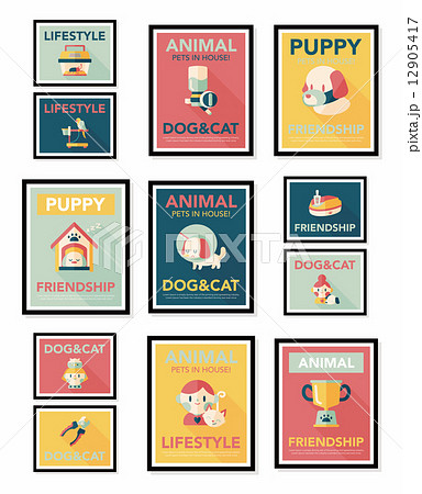 Pet poster flat banner design background set, eps10 Pet poster flat banner design background set, eps10 12905417