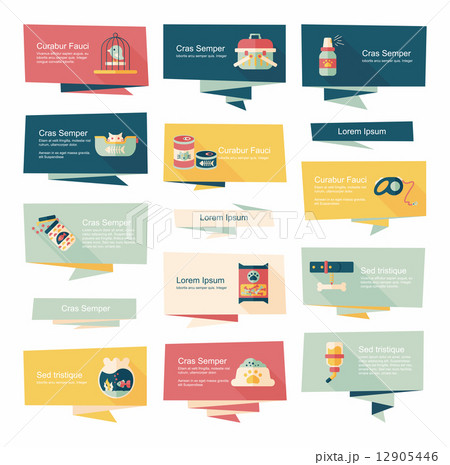 Pet flat banner design background set, eps10 12905446