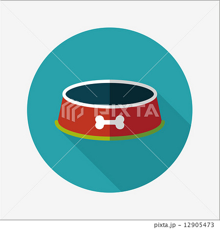 Pet dog bowl flat icon with long shadow,eps10のイラスト素材 [12905473] - PIXTA