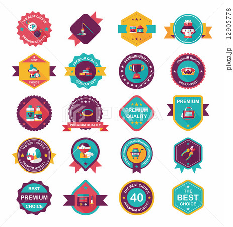 Pet badge flat banner design background set, eps10 12905778
