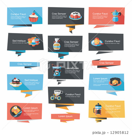 Coffee flat banner background set, eps10 12905812