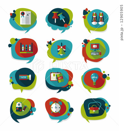 School bubble speech banner design flat background set, eps10 12905905