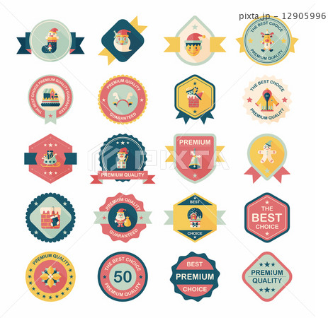 Christmas badge banner design flat background set, eps10 12905996