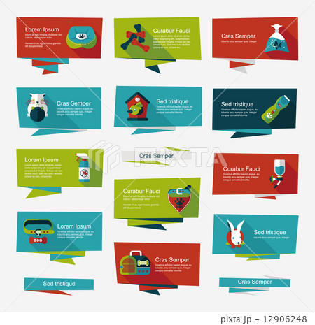 Pet flat banner design background set, eps10 12906248