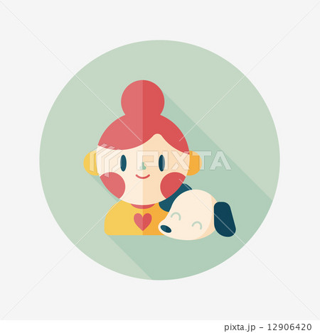 Pet dog and girl friendship flat icon with long shadow,eps10 Pet dog and girl friendship flat icon with long shadow,eps10 12906420