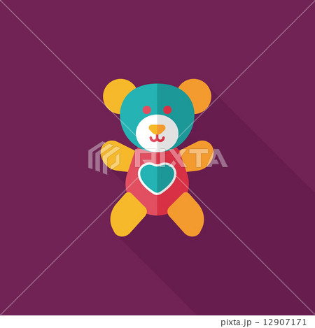 Valentine's day present bear flat icon with long shadow,eps10 12907171