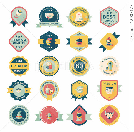 Halloween badge banner design flat background set, eps10 12907177