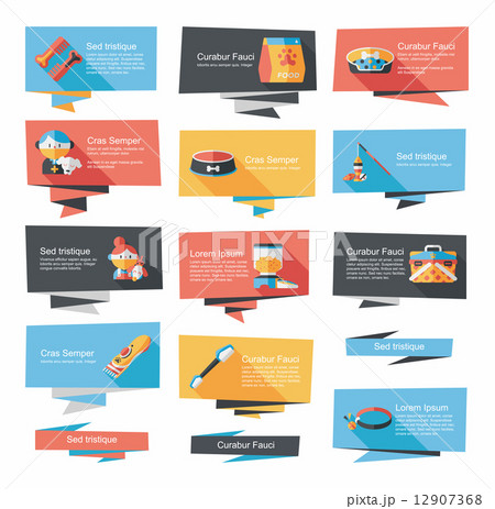 Pet flat banner design background set, eps10 Pet flat banner design background set, eps10 12907368
