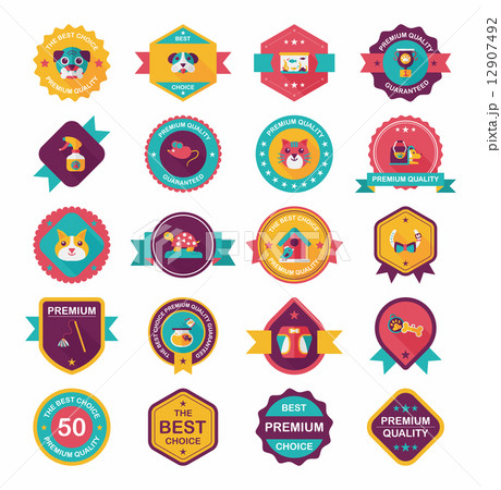 Pet badge flat banner design background set, eps10 12907492