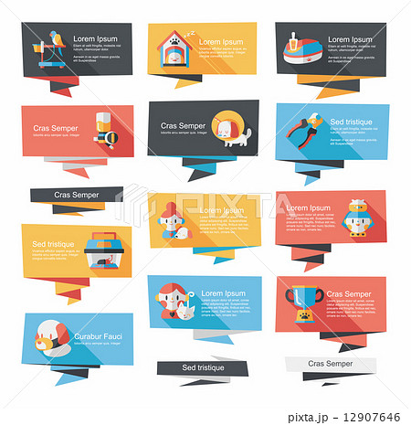 Pet flat banner design background set, eps10 12907646