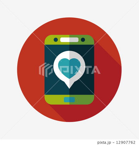 Valentine's Day message phone flat icon with long shadow,eps10 Valentine's Day message phone flat icon with long shadow,eps10 12907762