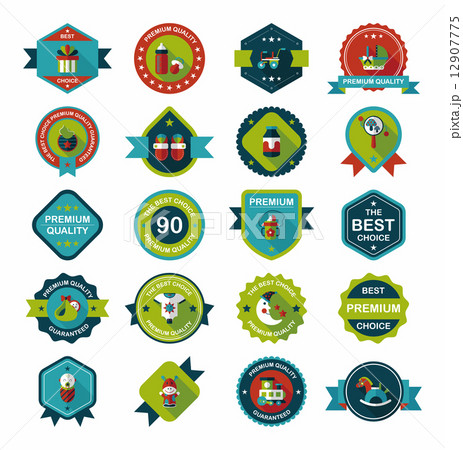 Baby badge banner design flat background set, eps10 12907775