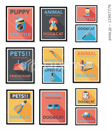 Pet poster flat banner design background set, eps10 Pet poster flat banner design background set, eps10 12907776