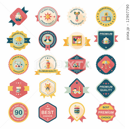 Baby badge banner design flat background set, eps10 12907790