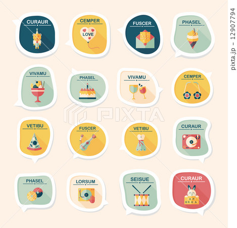 Birthday bubble speech banner design flat background set, eps10 12907794