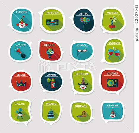 Birthday bubble speech banner design flat background set, eps10 12907945