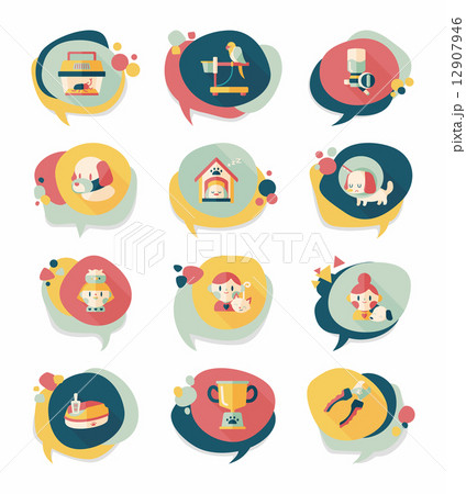 Pet bubble speech flat banner design background set, eps10 12907946