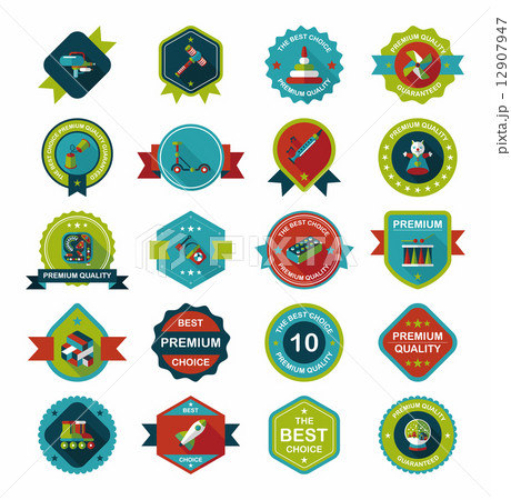 Toy badge banner design flat background set, eps10 12907947